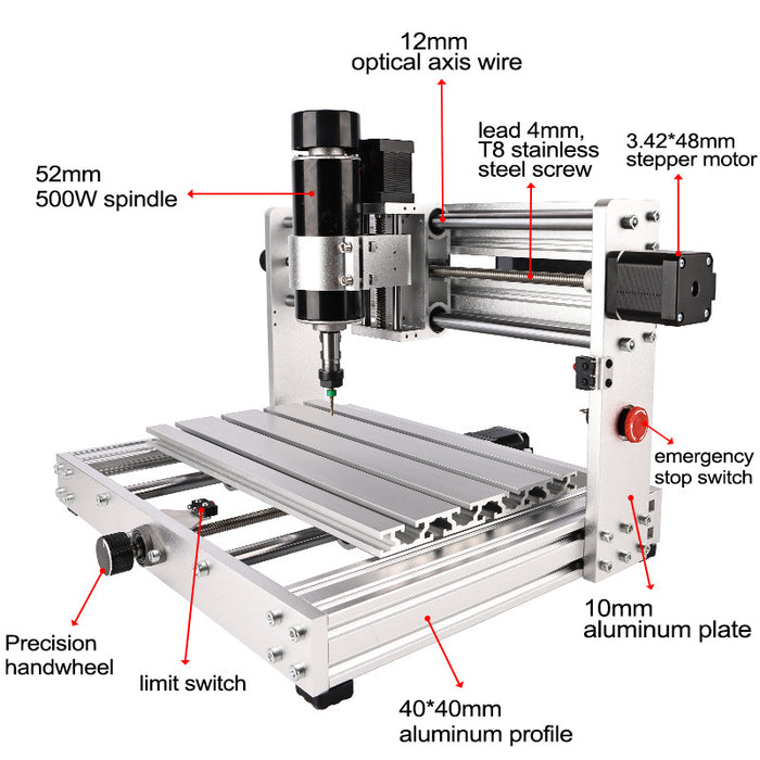 3018Plus 500W Main Shaft Motor Woodworking Engraving Lase Machine Acrylic Soft Aluminum Carving High Power Cutting