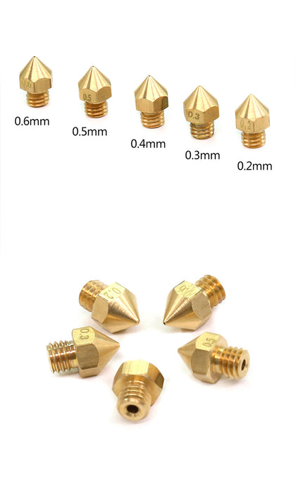 0.2mm/ 0.3mm/ 0.4mm/ 0.5mm/ 0.6mm Nozzles for 3D Printer MK8 Extruder Head - Anet 3D Printer