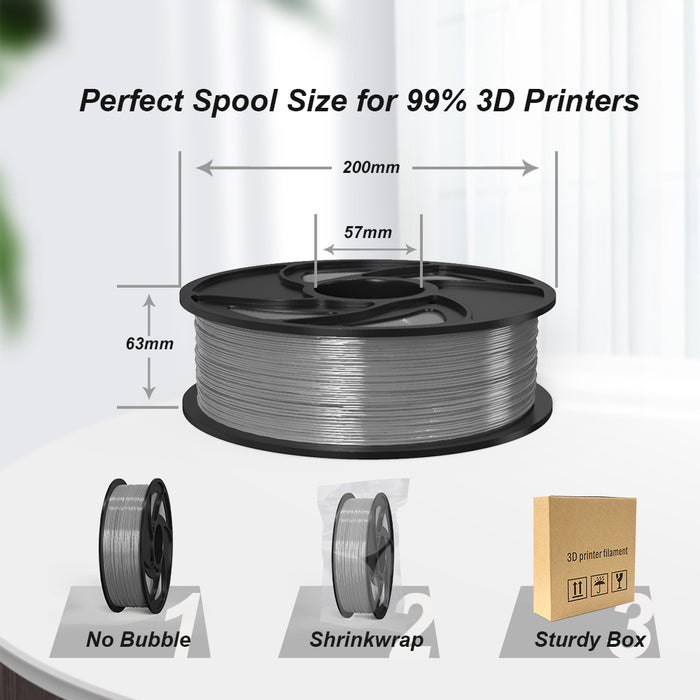 Silver PLA 1kg/ 2.2lb 1.75mm Spool 3D Printing Filament — Anet 3D